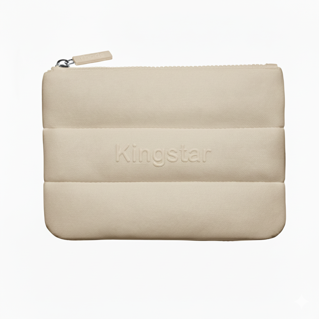 Customized Embossed Logo Bubble Puffy Large Water Resistant Neoprene Fashion Portable for Pouch Cosmetic Bag Makeup Bag