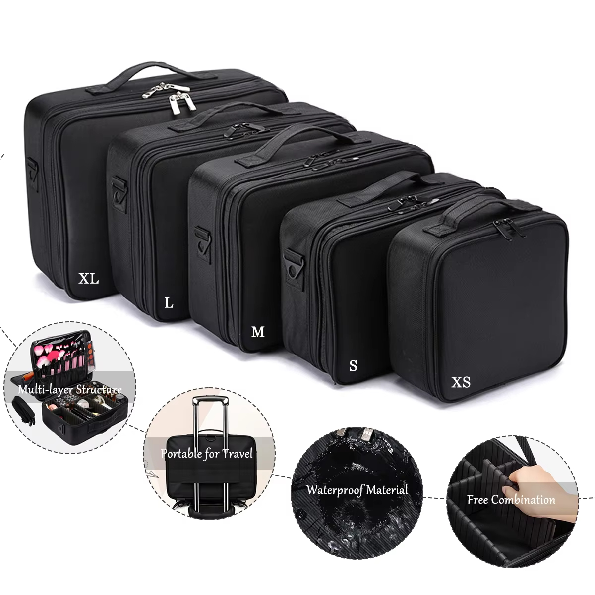 Customized Logo MOQ 20 Cross-border Pouch Bag Large Capacity Portable Professional Beauty Bag Cosmetic Artist Cosmetic Case