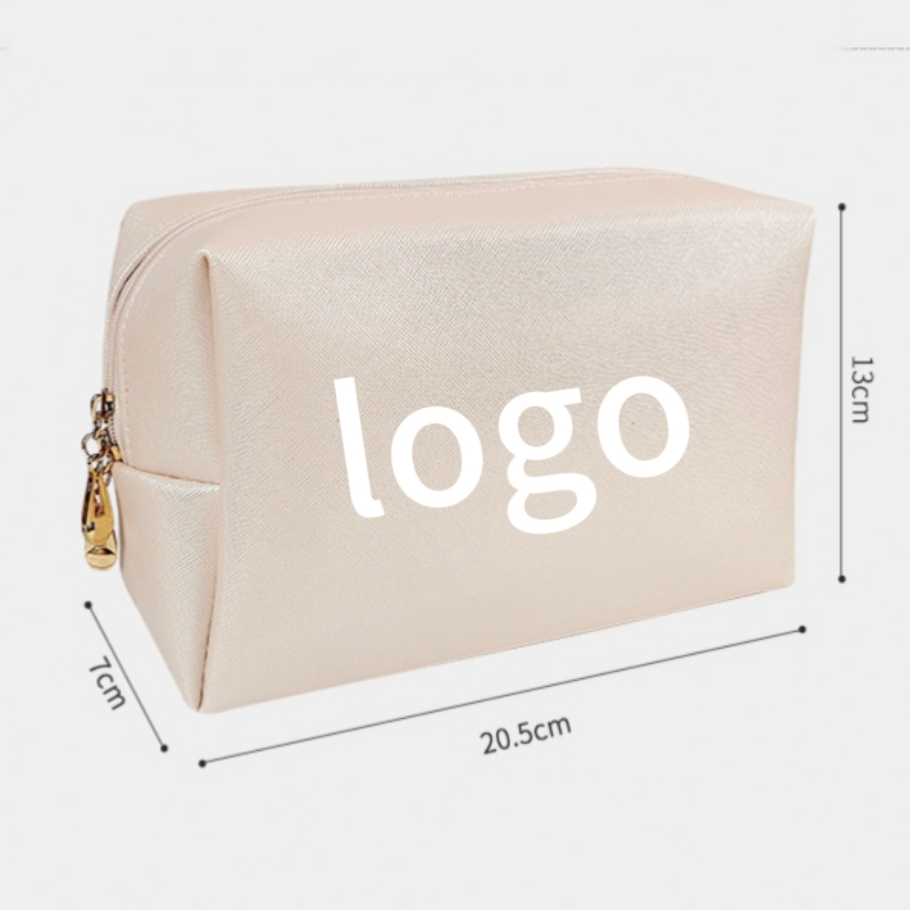 PU Makeup Handbag Portable Large-Capacity Travel Toiletry Organizer Fashion Zipper Cosmetics Storage Bag