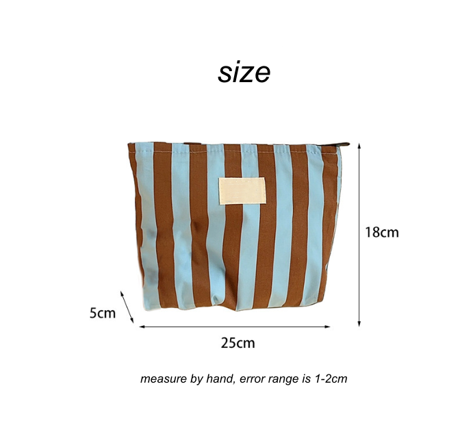 Wholesale Custom LOGO New Spring Summer Vertical Striped Soft Casual Cosmetic Bag Large Travel Wash Bag Beauty Makeup Bag