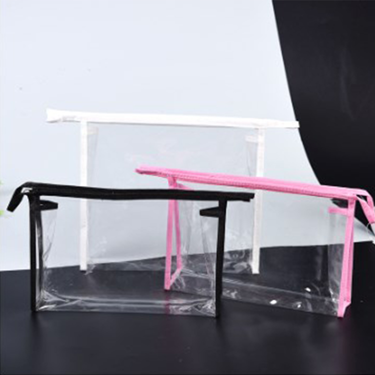 Custom Logo Transparent Waterproof Eco-Friendly Clear PVC Makeup Bag Ziplock Cosmetic Bag for Women