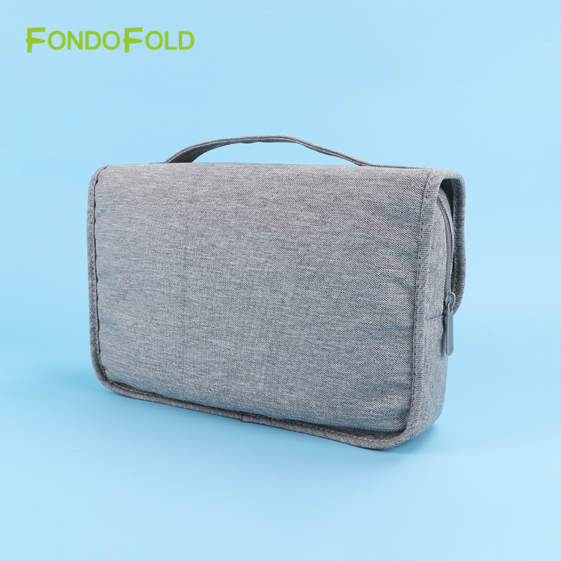 Fondofold CK0282-GY Light Gray Premium Quality Toiletry Bag Hanging Bathroom Travel Makeup Bag with Fashionable Zipper Closure