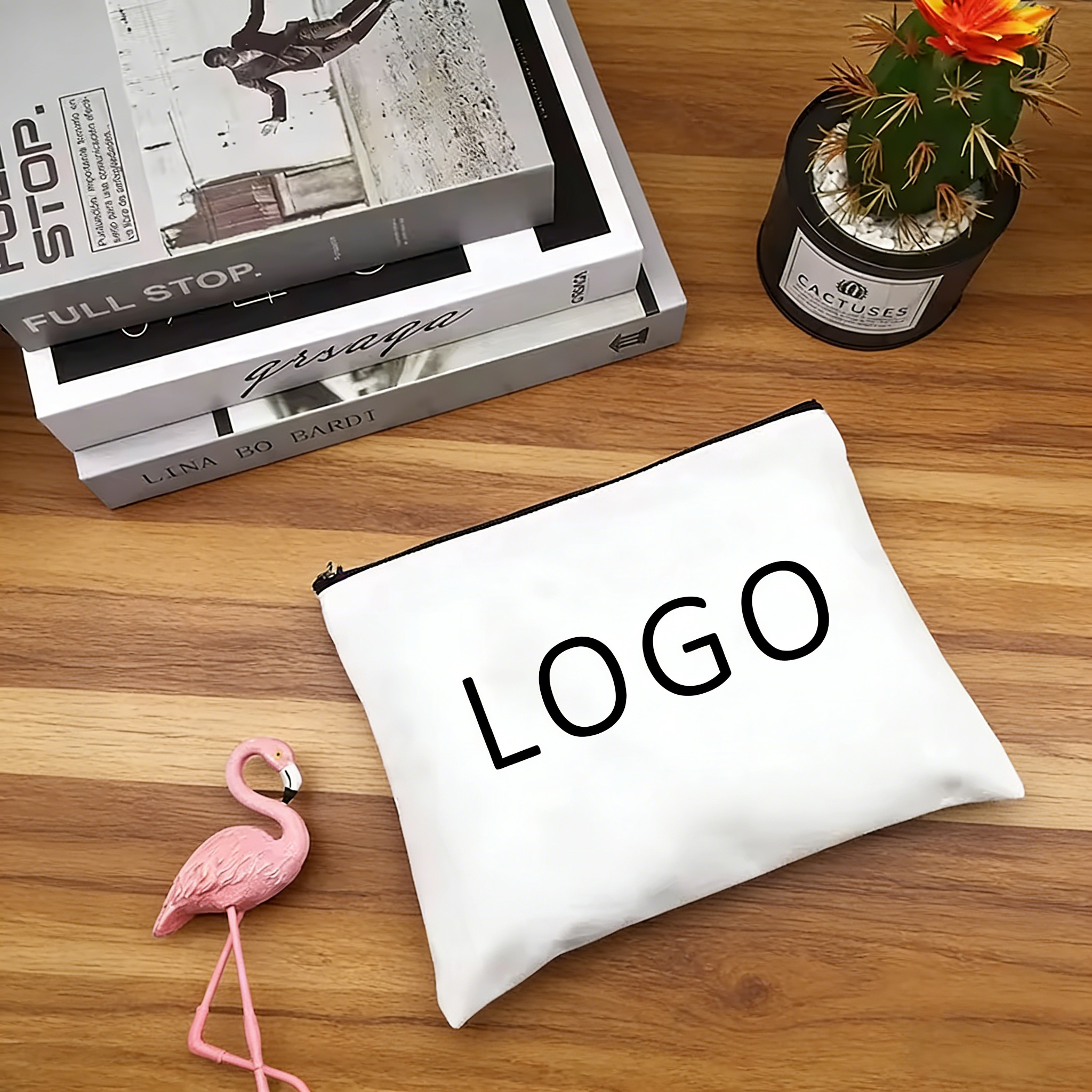 ZHYD Custom Cotton Canvas Zipper Pouch Plain Makeup Cosmetic Bag with Logo Personalized Shopping Bags