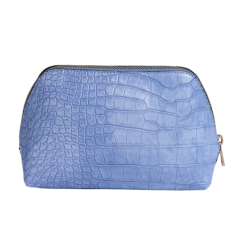 Luxury Vegan Crocodile Pattern PU Cosmetic Bag for Women High Quality Custom Logo Metal Zipper Closure High Capacity Fashion Bag