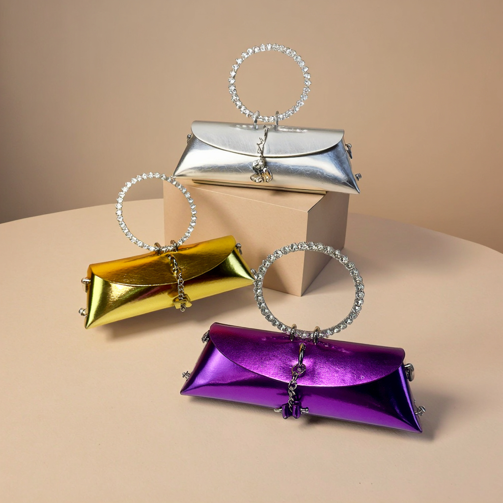 JIOMAY Luxury Designer Handbags Women PU Candy Rhinestone Flap Clutch Waterproof Chain Strap Fashion Wedding Makeup Bag
