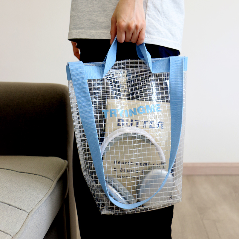 Wholesale Promotional Reusable PVC Net Mesh Shopping Bag Cosmetic Case For Beach And Supermarket For Vegetables And Fruits