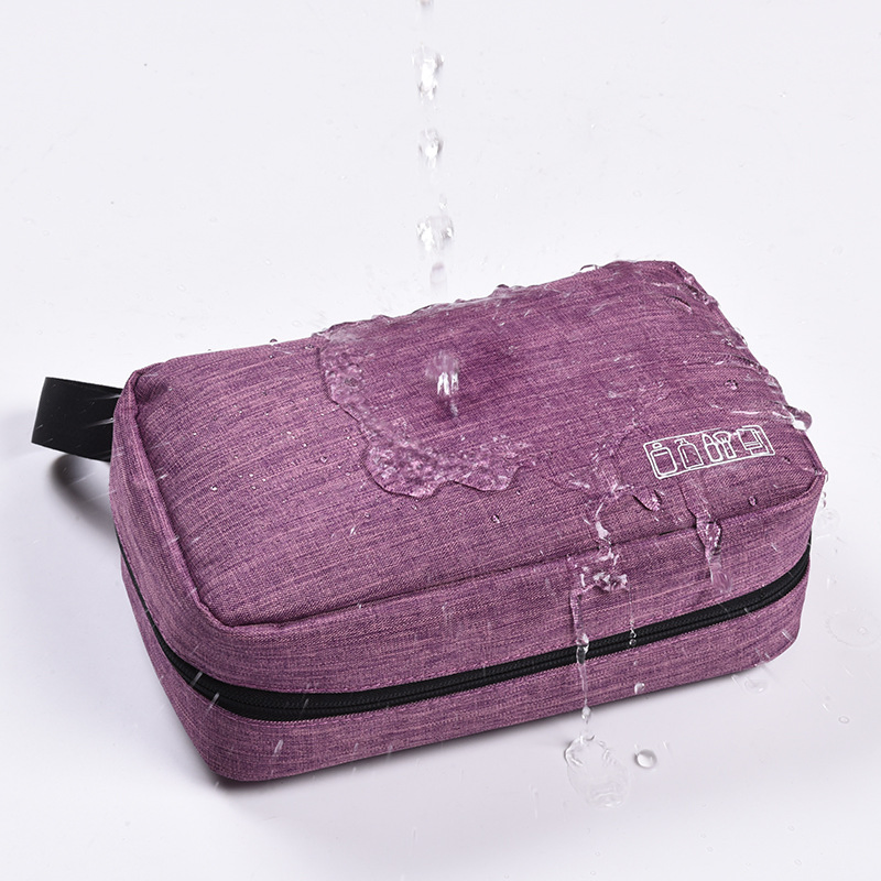 Makeup Bag Vanity Case Striped Cosmetic Bag with Partition