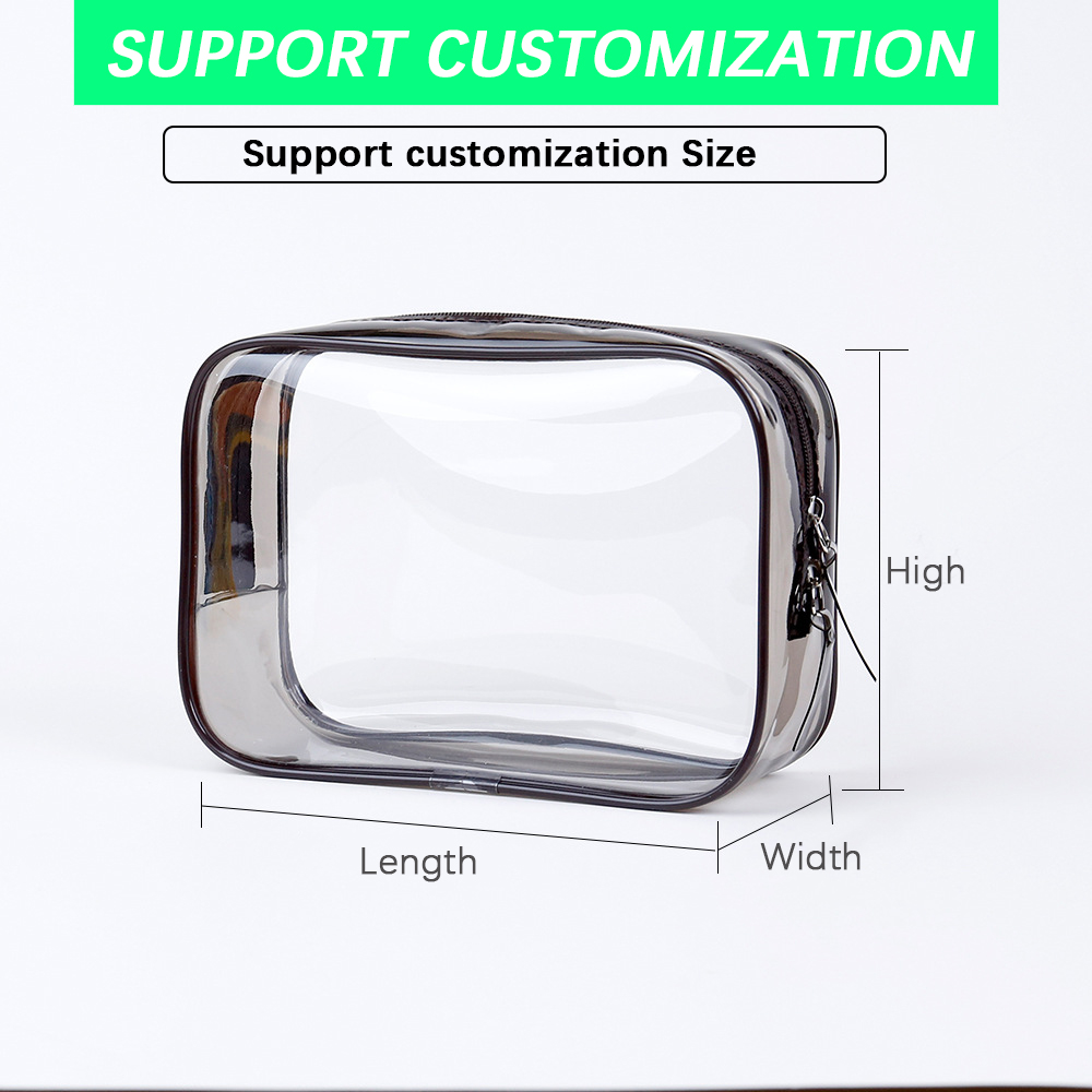 Waterproof Travel Organizer Bag Wholesale Price Pvc Zipper Toiletry Cosmetic Bag Custom Size logo clear Makeup Bag for Women