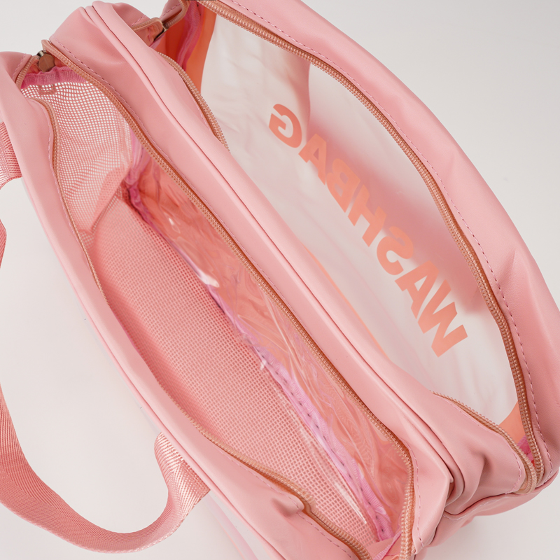 YET Large Clear PVC Zipper Cosmetic Bag with Soft Handle Waterproof &amp; Durable Portable Travel Toiletries Makeup Storage