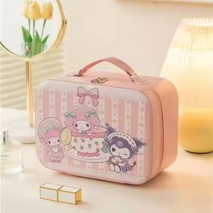 Girl Vanity Portable Large Capacity Skincare Storage Box Cute Cartoon Portable Cosmetic Case Bag