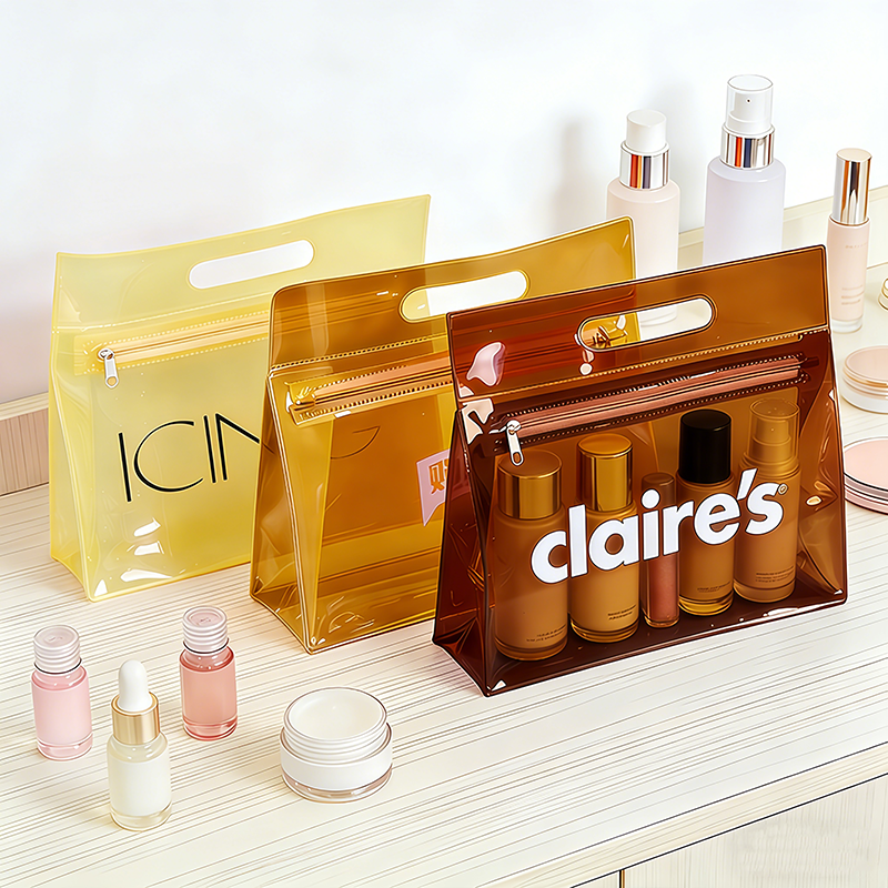 Custom Logo Large Eco-Friendly For Storage Plastic Pouch Waterproof Zipper Professional Cosmetic Bag PVC Clear Travel