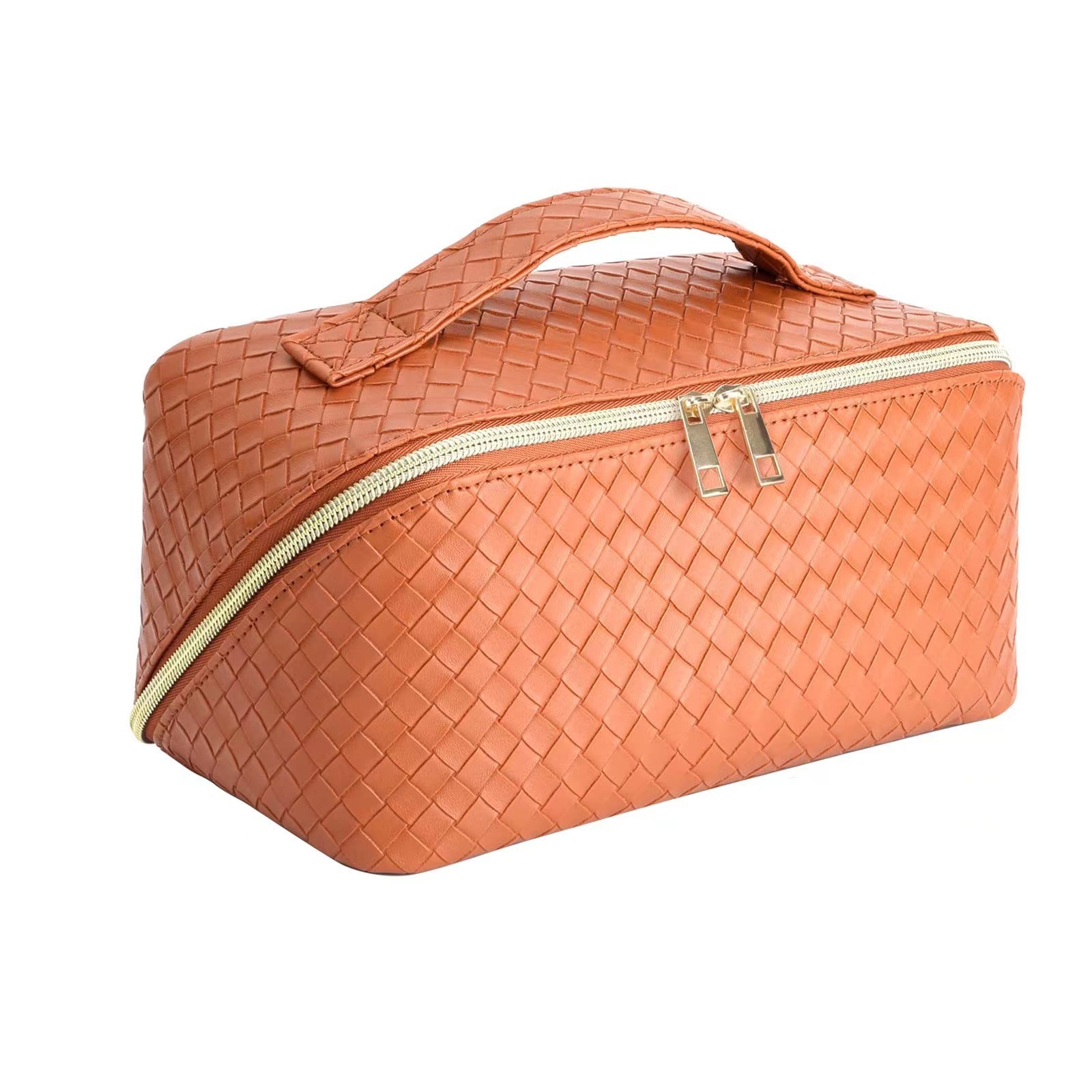 Tomic New Fashionable Flexible Leather Waterproof Large Capacity Travel Portable 14X24X13cm Female Cosmetic Bag Wholesales