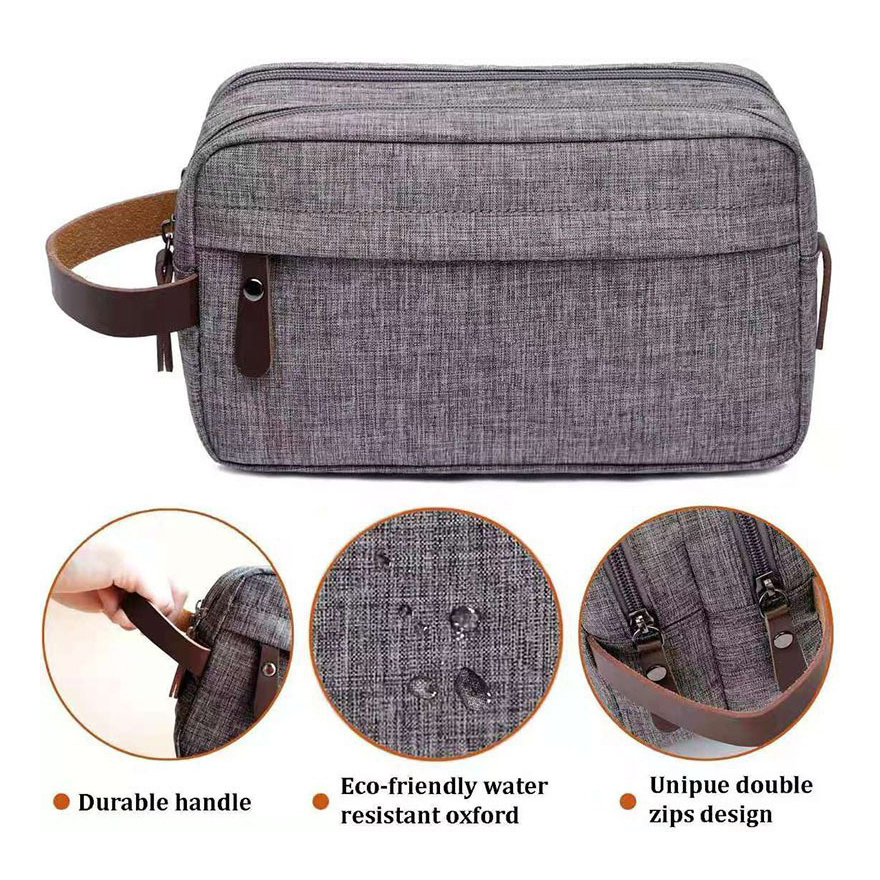 FOCSTAR Custom LOGO Men's Large Capacity Waterproof Nylon Square Hotel Travel Toiletry Bag Dopp Kit (BTF020)