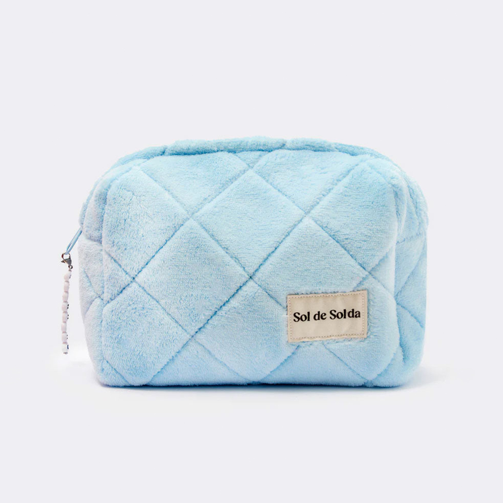 Custom Candy Color Cute Terry Cloth Makeup Organizer Pouch Fashion Girl Soft Quilted Towel Cosmetics Bag