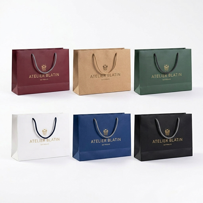 Luxury Coated Paper Bags With Glossy Hot Stamping For High End Cosmetic Gift Shopping