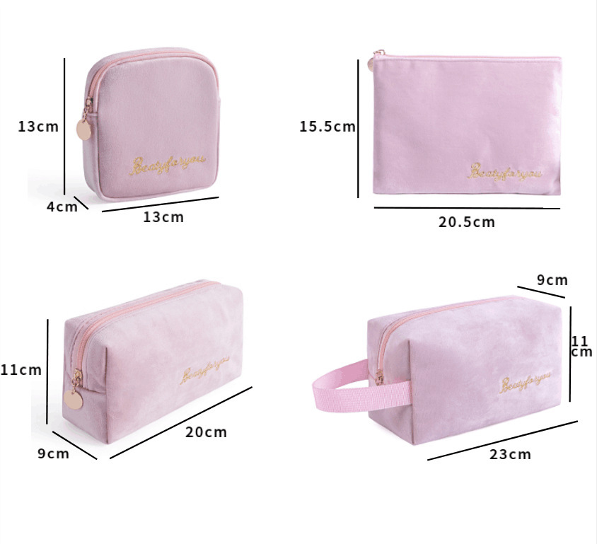 2025 Custom logo Velvet Cosmetic Bag Private Label Custom Makeup Bag Cases Pouch Set Make up Bags