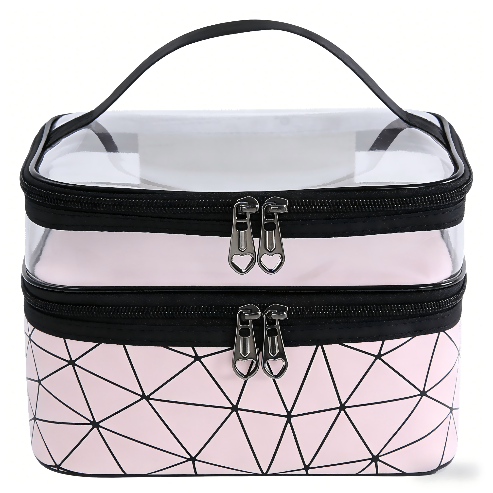 Large Capacity Double-Layer Trendy Eco-Friendly Durable PVC Makeup Bag with Custom Logo Transparent Waterproof for Case