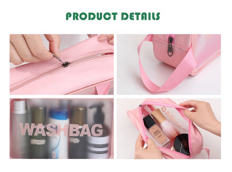 Wholesale Waterproof Pvc Transparent Storage Oem Women Custom logo Organizer Cosmetic Makeup Bag With Handle