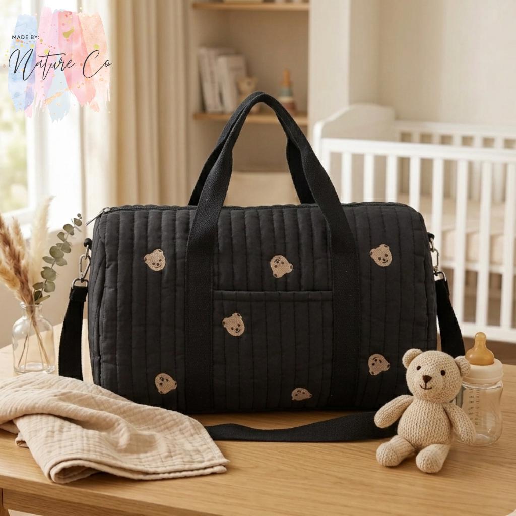 Handbag Mommy Bag Extra Large Capacity Cute Fresh Pattern Travel Bag Black Everyday for Daily Use