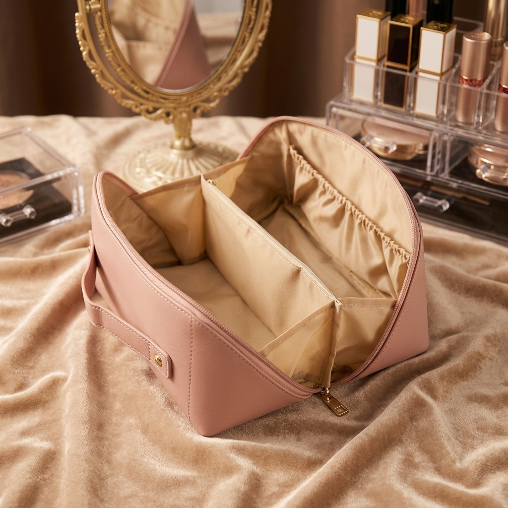 Factory Directly Fashion PU Zipper Large Capacity Portable Makeup Travel Cosmetic Bag Customization Acceptable OEM ODM