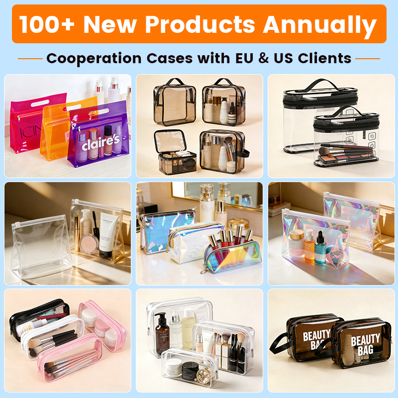 Custom Logo Toiletry Organizer Plastic Pouch Waterproof Zipper Professional Cosmetic Bag PVC Clear Travel Makeup Bag For Women
