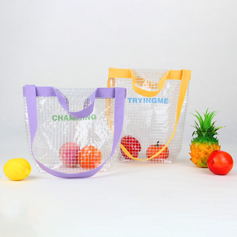 Wholesale Promotional Reusable PVC Net Mesh Shopping Bag Cosmetic Case For Beach And Supermarket For Vegetables And Fruits