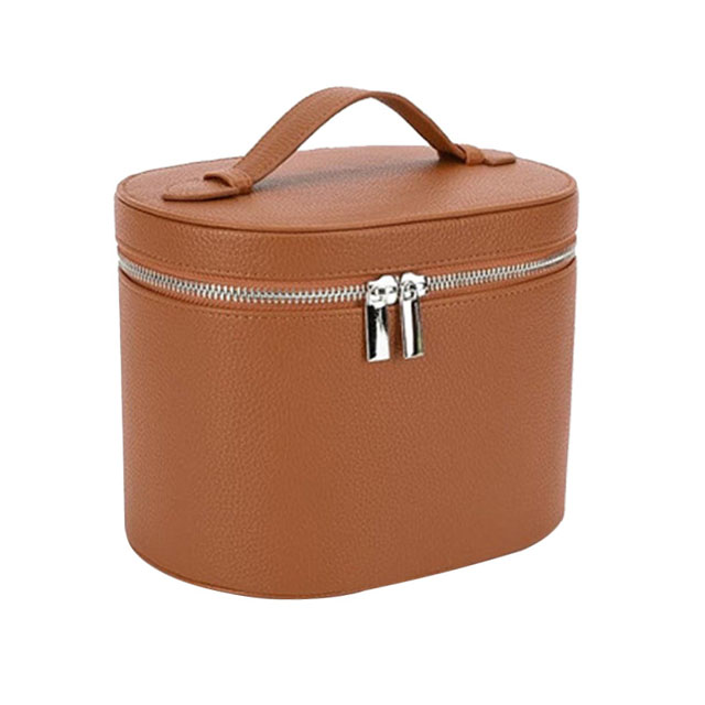 Popular New Stock Handle Pu Leather Double Zip Travel Cosmetic Bags for Ladies Portable Beauty Vanity Case