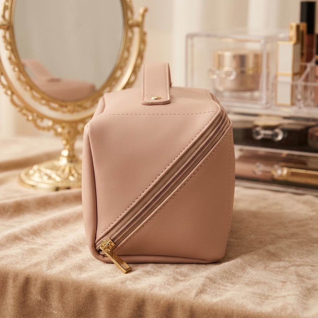 Factory Directly Fashion PU Zipper Large Capacity Portable Makeup Travel Cosmetic Bag Customization Acceptable OEM ODM