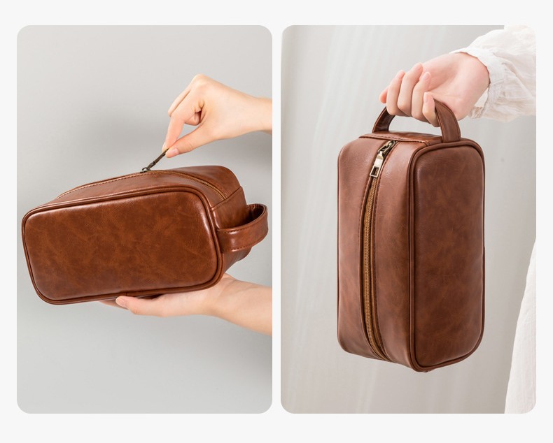 Wholesale Waterproof Makeup Pouch Bag Make up Case Business Travel Pu Leather Wash Bag Toiletry Cosmetic Bag for Men Women