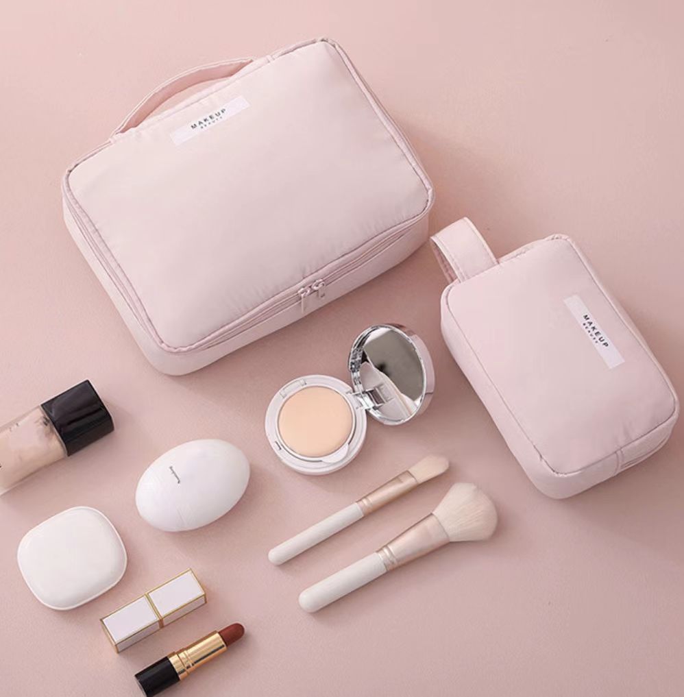 2025 New Design Large Capacity Portable Travel Women Cosmetic Bag 2 In 1 Design Waterproof Makeup Bag With Removable Small Bag