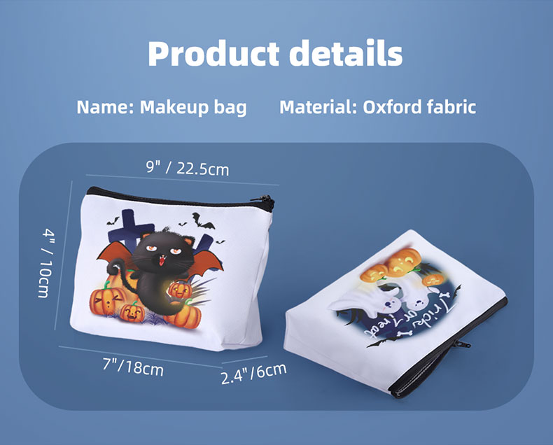 High-Quality Fashion Sublimation Makeup Bag with Custom Anime Design and Heavy-Duty Canvas