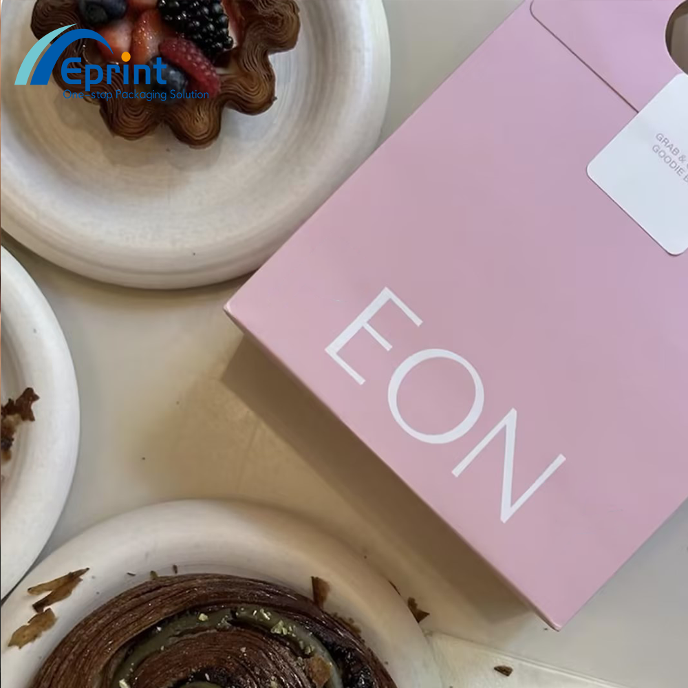 Luxury Custom Logo Fashion Die-Cut Handles Shopping Paper Bags With Sticker Pink Die Cut Handle Make Up Jewelry Packaging