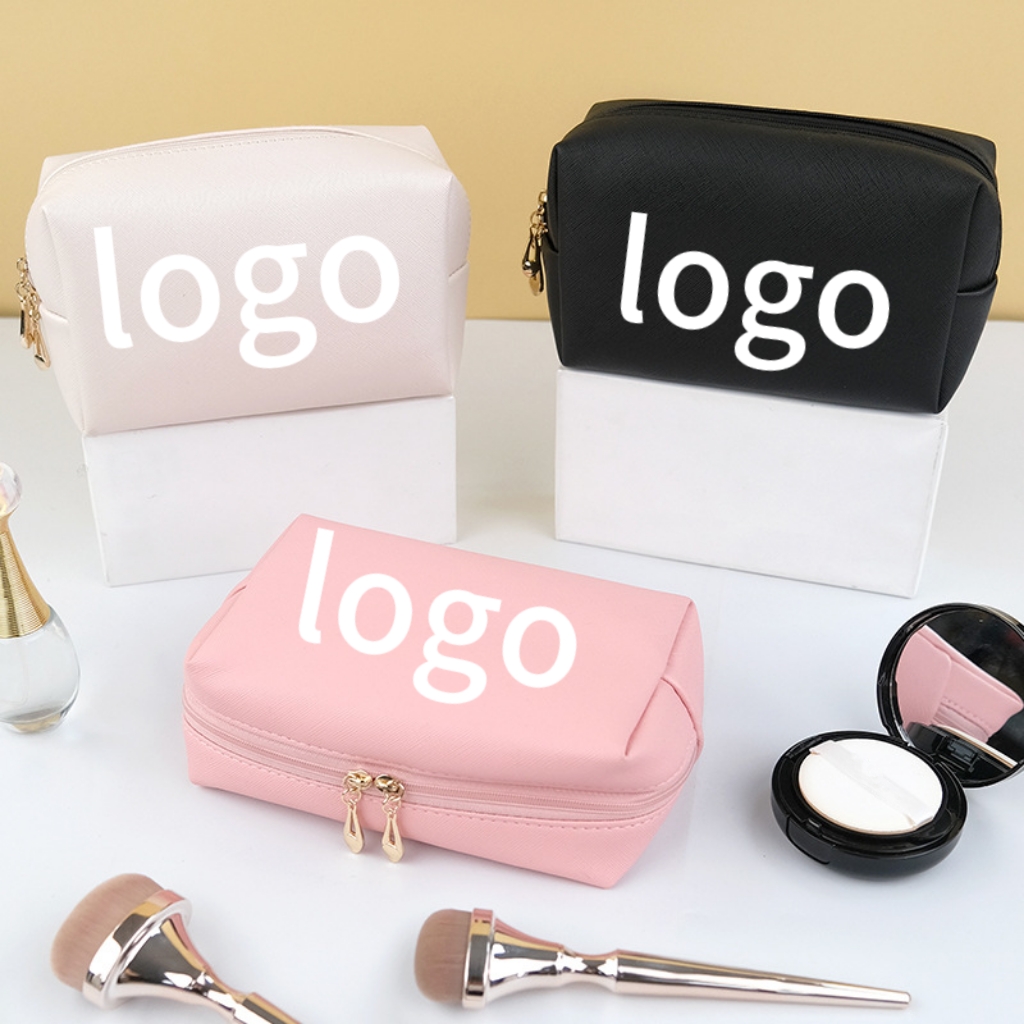 PU Makeup Handbag Portable Large-Capacity Travel Toiletry Organizer Fashion Zipper Cosmetics Storage Bag