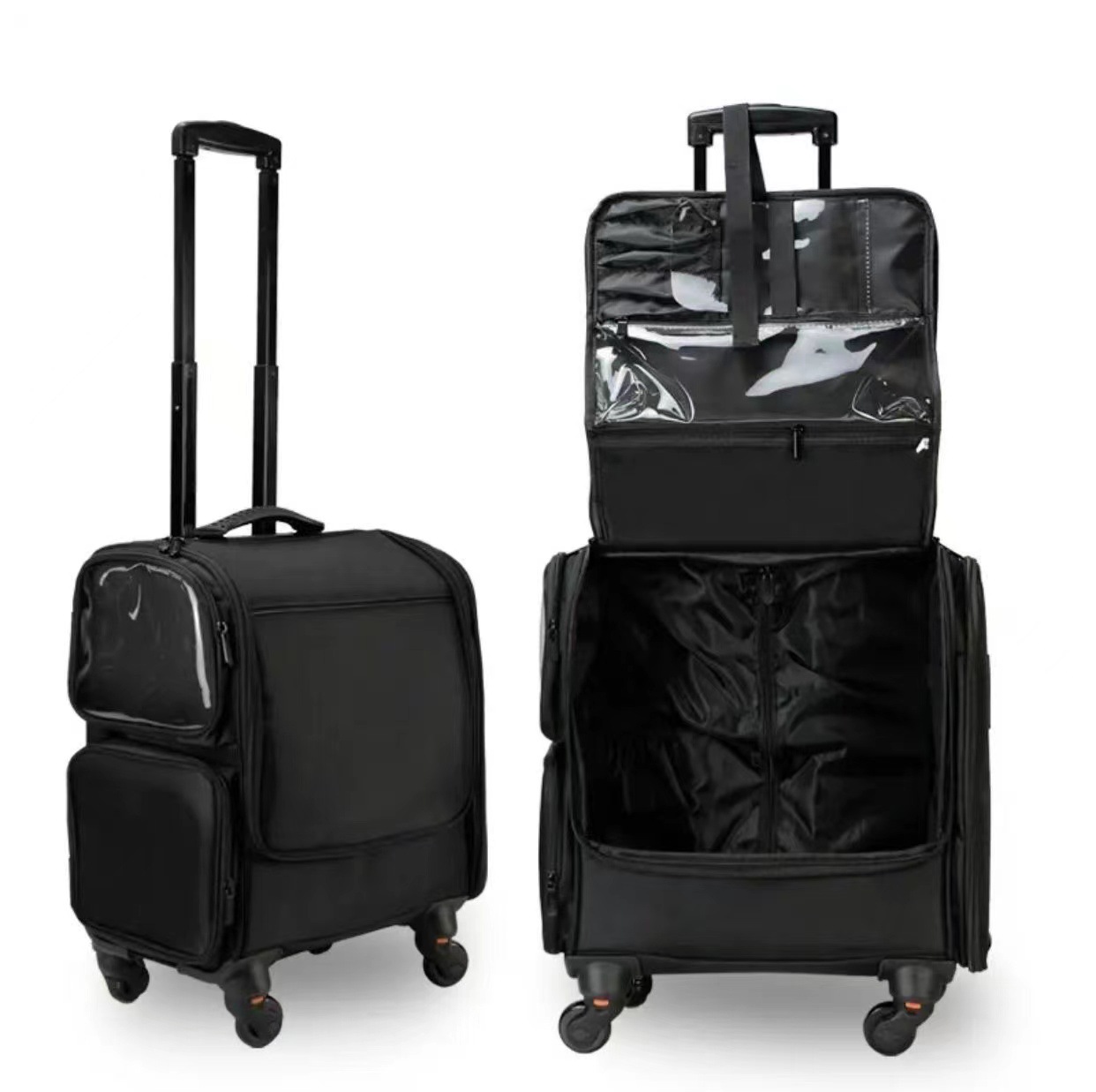 Wholesale 20 Inch Professional Fashion Plastic Dot Pattern Open Closure Makeup Artist Trolley Case Bag