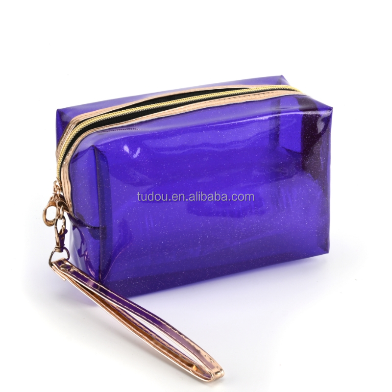 Personalized Oem Pvc Tpu Holographic Glitter Waterproof Zipper Makeup Pouch Professional Travel Cosmetic Toiletry Wash Bag