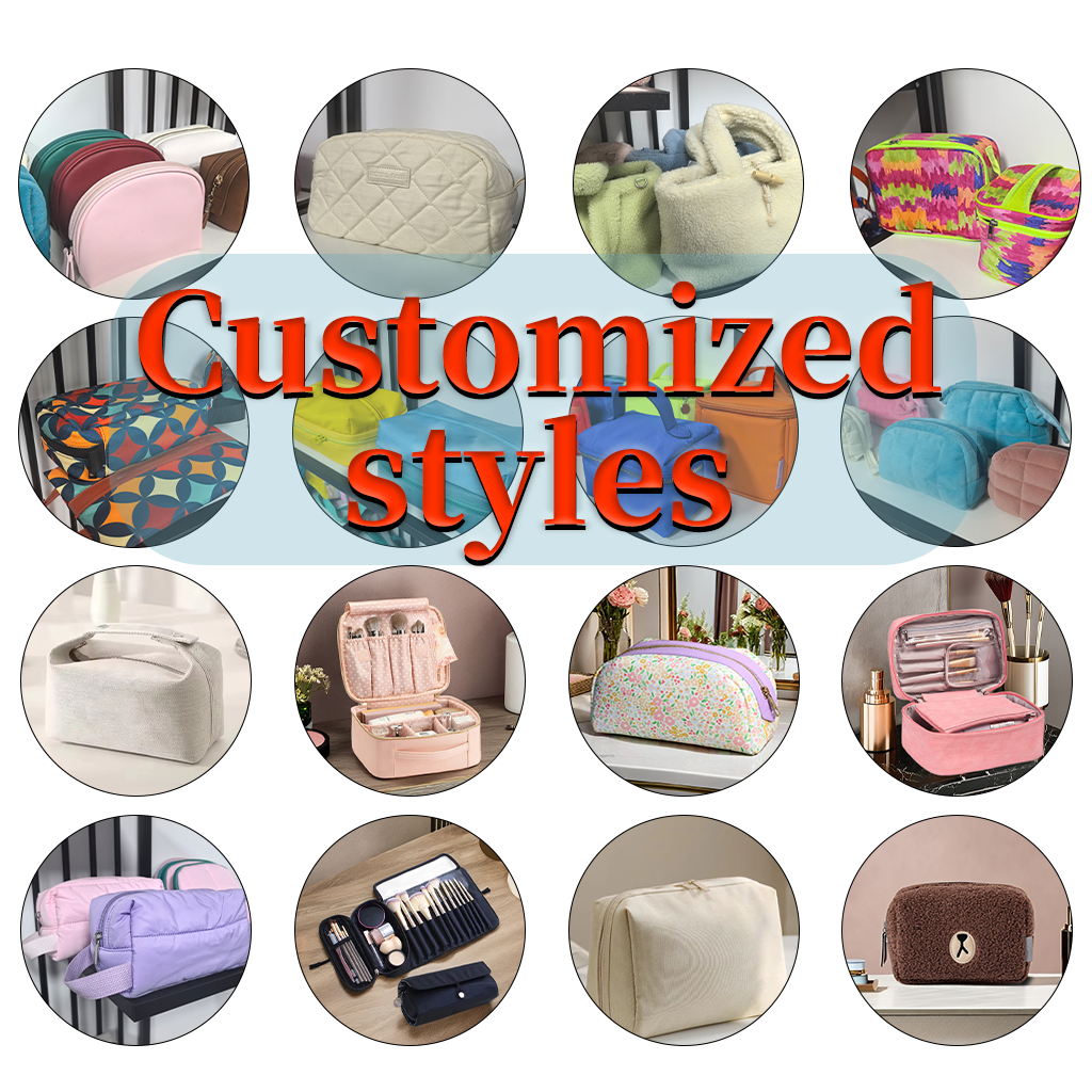 Royal Fair OEM Custom Quilted Puffy Bubble Cosmetic Makeup Organizer Neoprene Makeup Bag Set Letter Skincare Scuba Toiletry Bag