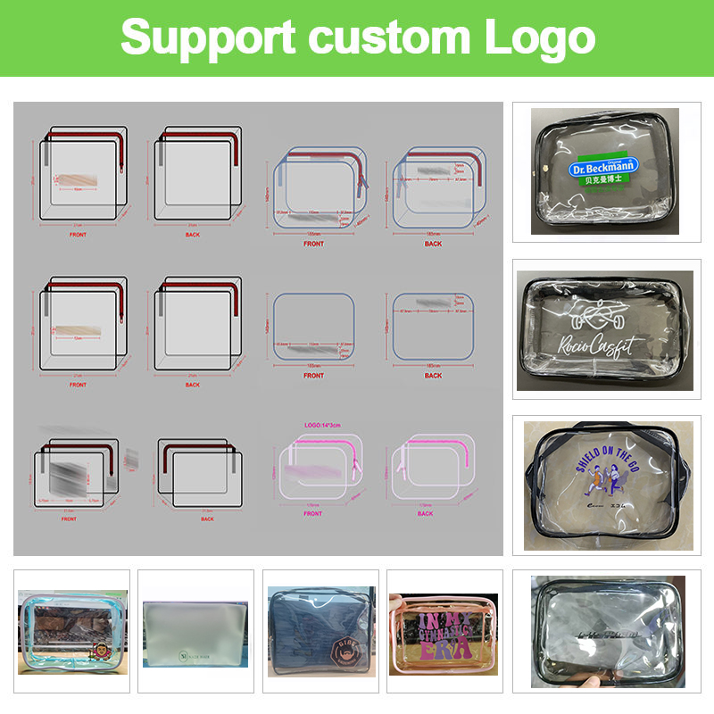 Waterproof Travel Organizer Bag Wholesale Price Pvc Zipper Toiletry Cosmetic Bag Custom Size logo clear Makeup Bag for Women