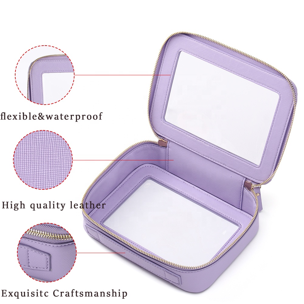 Cosmetic Bags Transparent Leather Luxury Box Clear Storage Makeup Sets Custom Travel Cases Cosmetic Bags