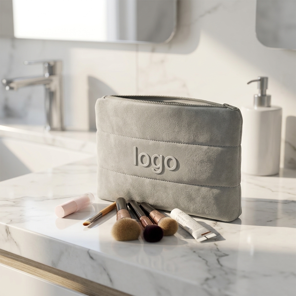 Custom Logo Waterproof Quilted Women Skincare Puffy Neoprene Makeup Bubble Pouch Cosmetic Bag For Travel Toiletry Storage