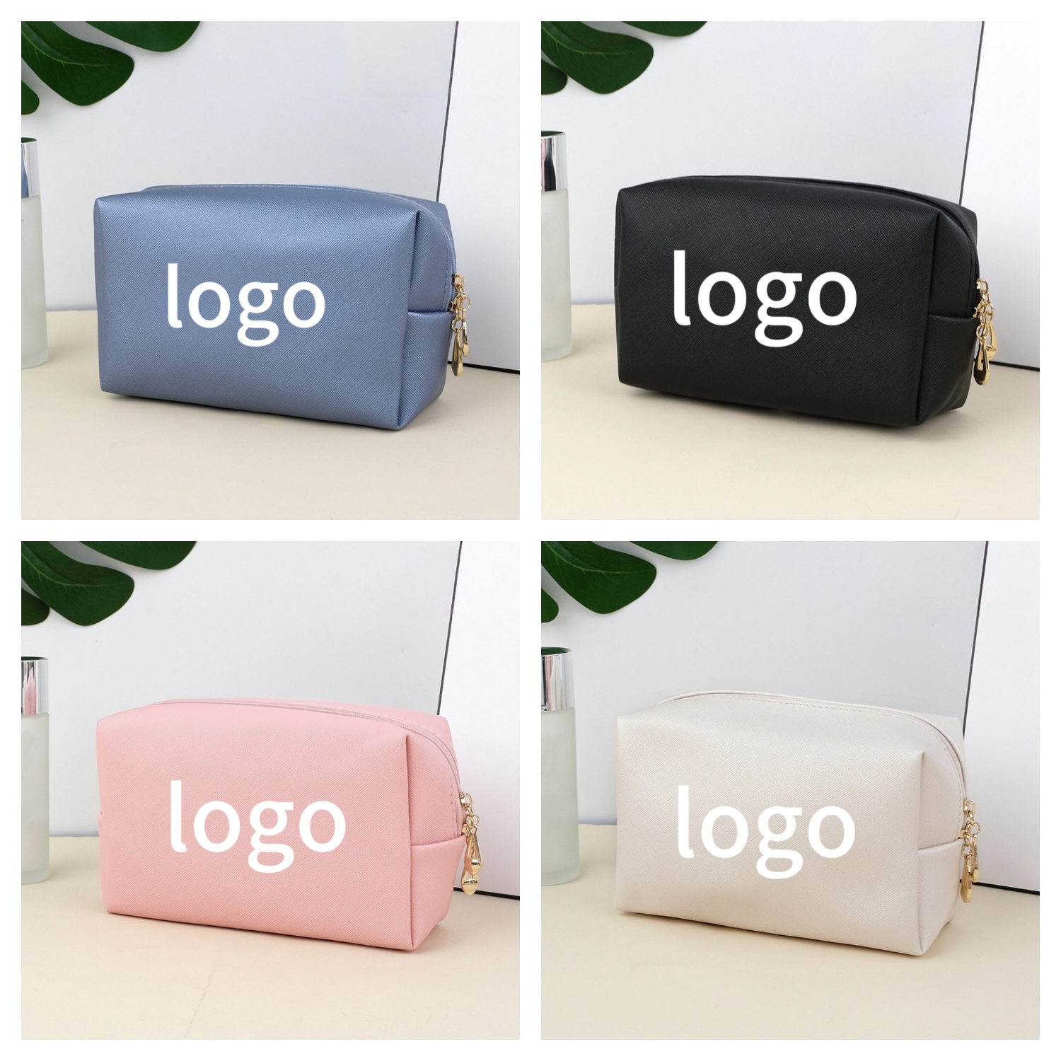 PU Makeup Handbag Portable Large-Capacity Travel Toiletry Organizer Fashion Zipper Cosmetics Storage Bag