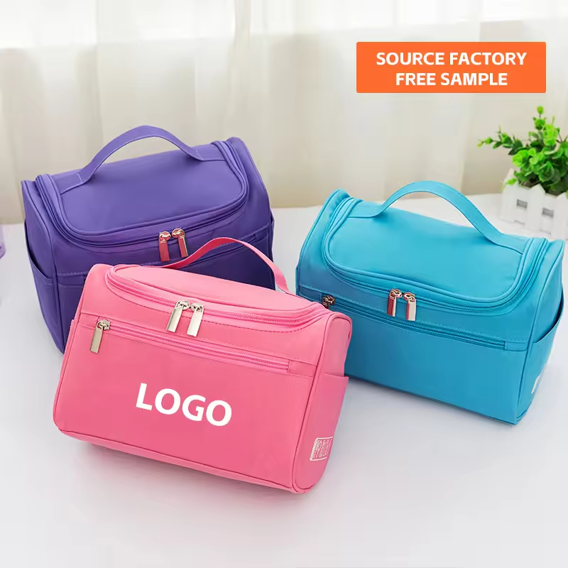 Custom Women's Travel Waterproof Cosmetic Organizer Bag Durable Hanging Hook for Toiletry Collapsible Makeup Bag
