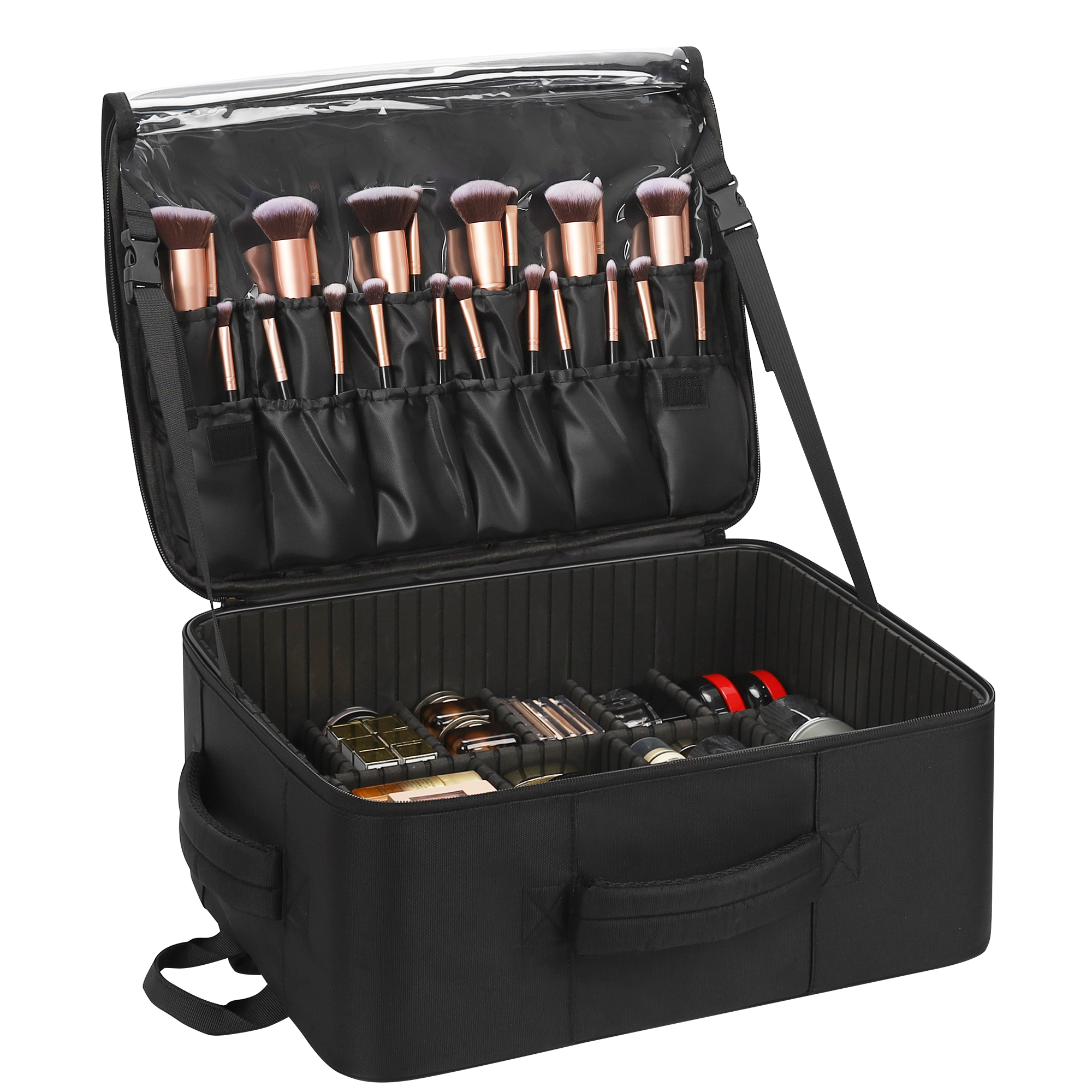 Relavel Professional Makeup Extra Large Cosmetic Bag Travel Train Case Storage Organizer Makeup Backpack with 4 Pouch