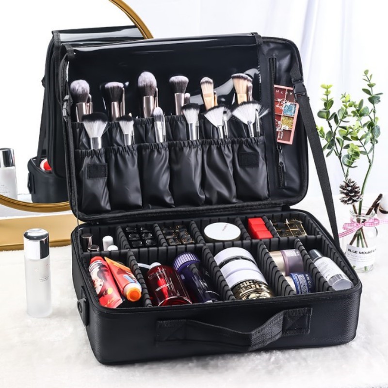 Hot Sale Professional Makeup Brushes Organizer Bag Makeup Artist Cosmetic Case Makeup Handbag Travel Portable Cosmetic Bag