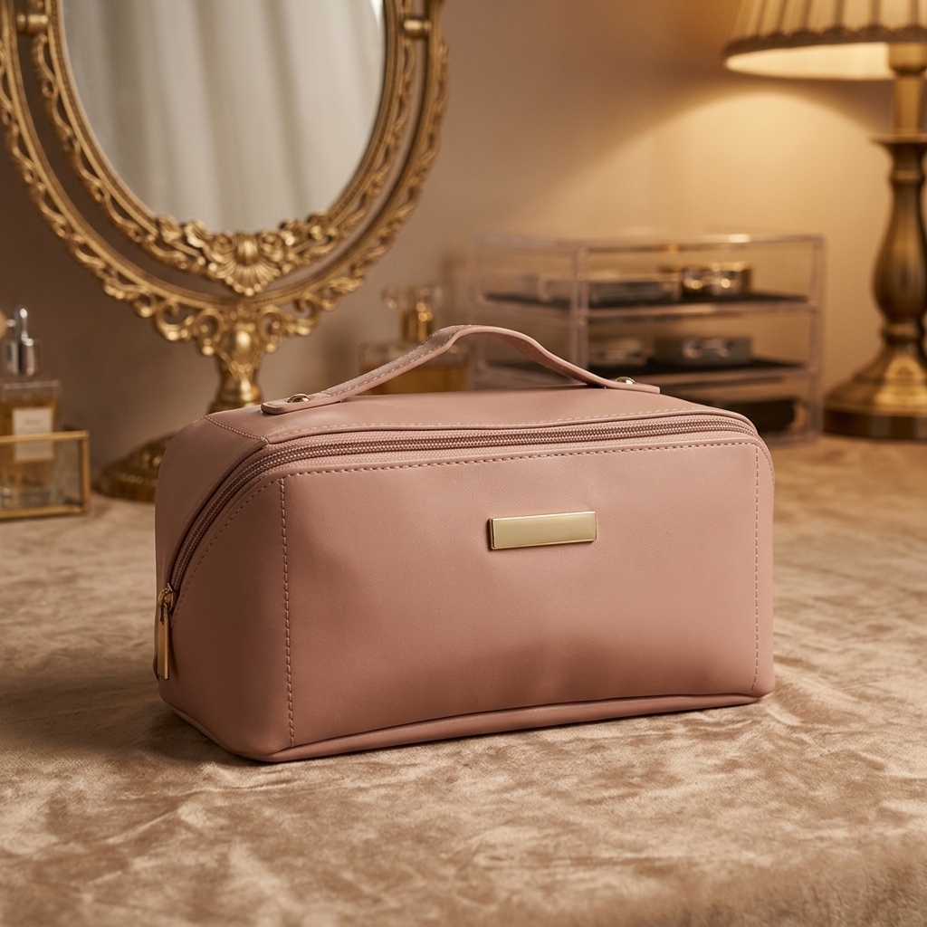 Factory Directly Fashion PU Zipper Large Capacity Portable Makeup Travel Cosmetic Bag Customization Acceptable OEM ODM