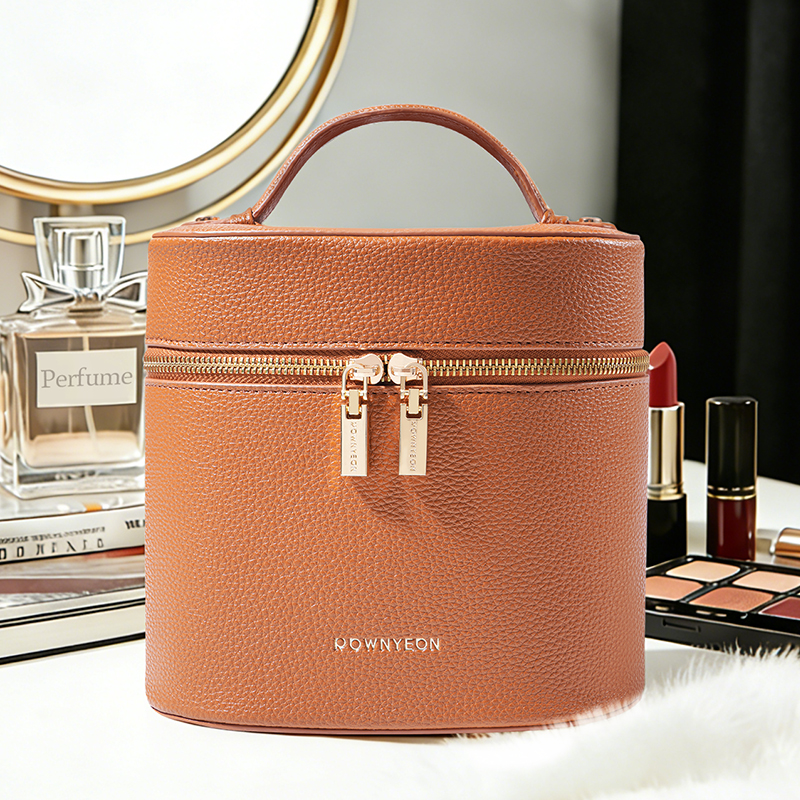 Rownyeon Large Capacity Luxury Makeup Bag Organizer Case with Waterproof Brush Pocket
