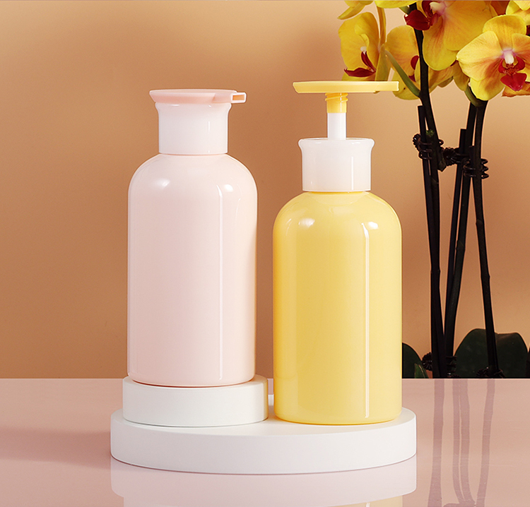 Cosmetics Round Shoulder Plastic Pump Bottle 300ml Body Lotion Bottle Toner Skin Care Cleanser Makeup Packaging Containers