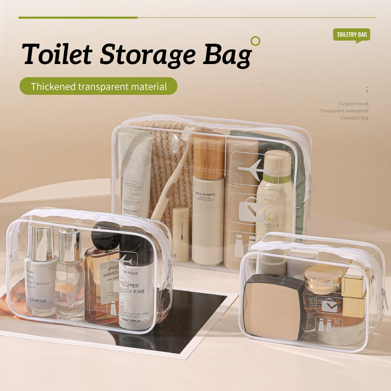 HANFEIZI Vacation Organization Clear Makeup Bag Toiletry Bag for Travel