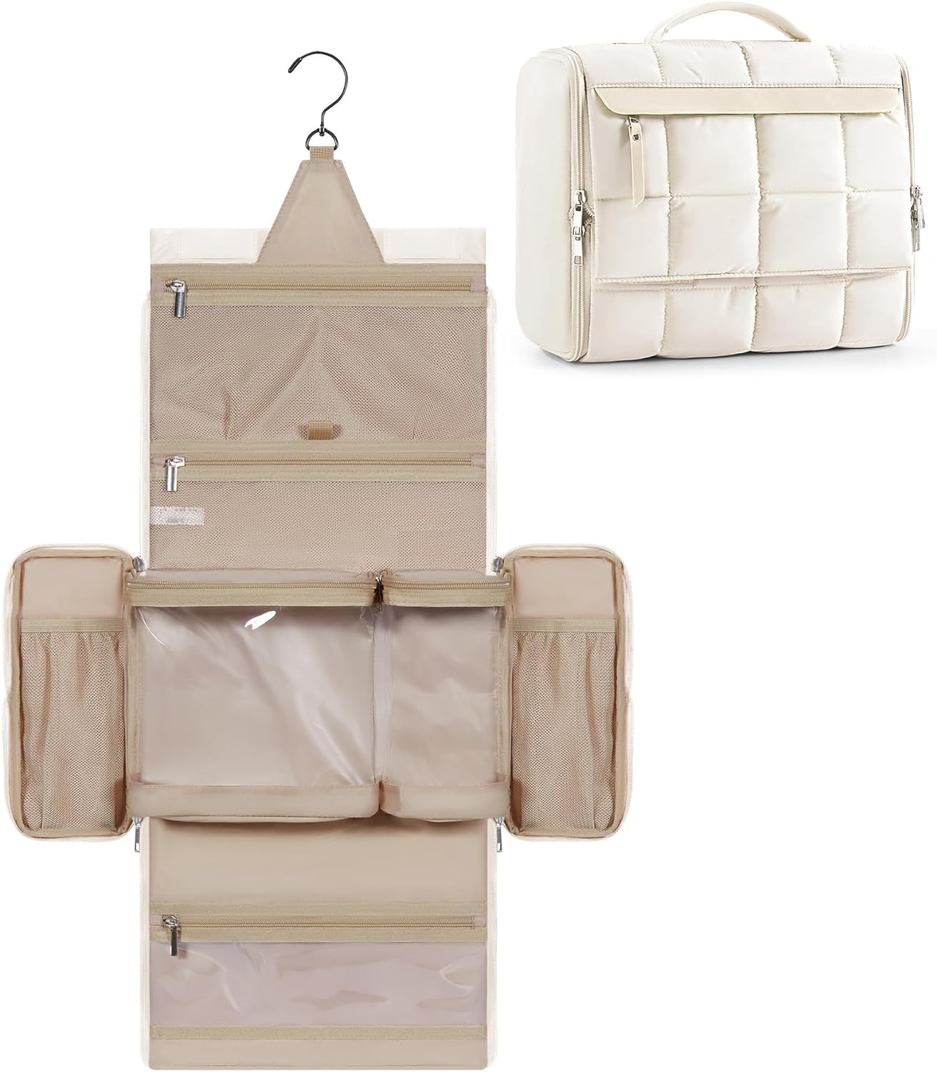 Toiletry Bag Travel Bag, Lightweight Full-open Hanging Toiletry Makeup Bag,Puffy Cosmetic Bag Organizer