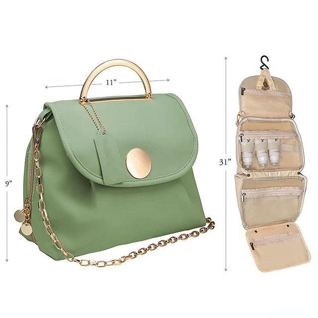 Women Pu Travel Makeup Storage Organizer Beauty Accessories Pouch Hanging Toiletry Cosmetic Travelling Bag