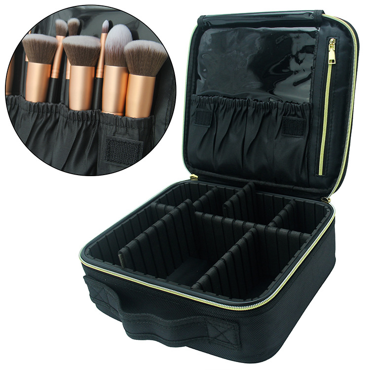 Wholesale Women Travel Storage Professional Fashionable Make up Cosmetic Bags Cases With Gold Zipper